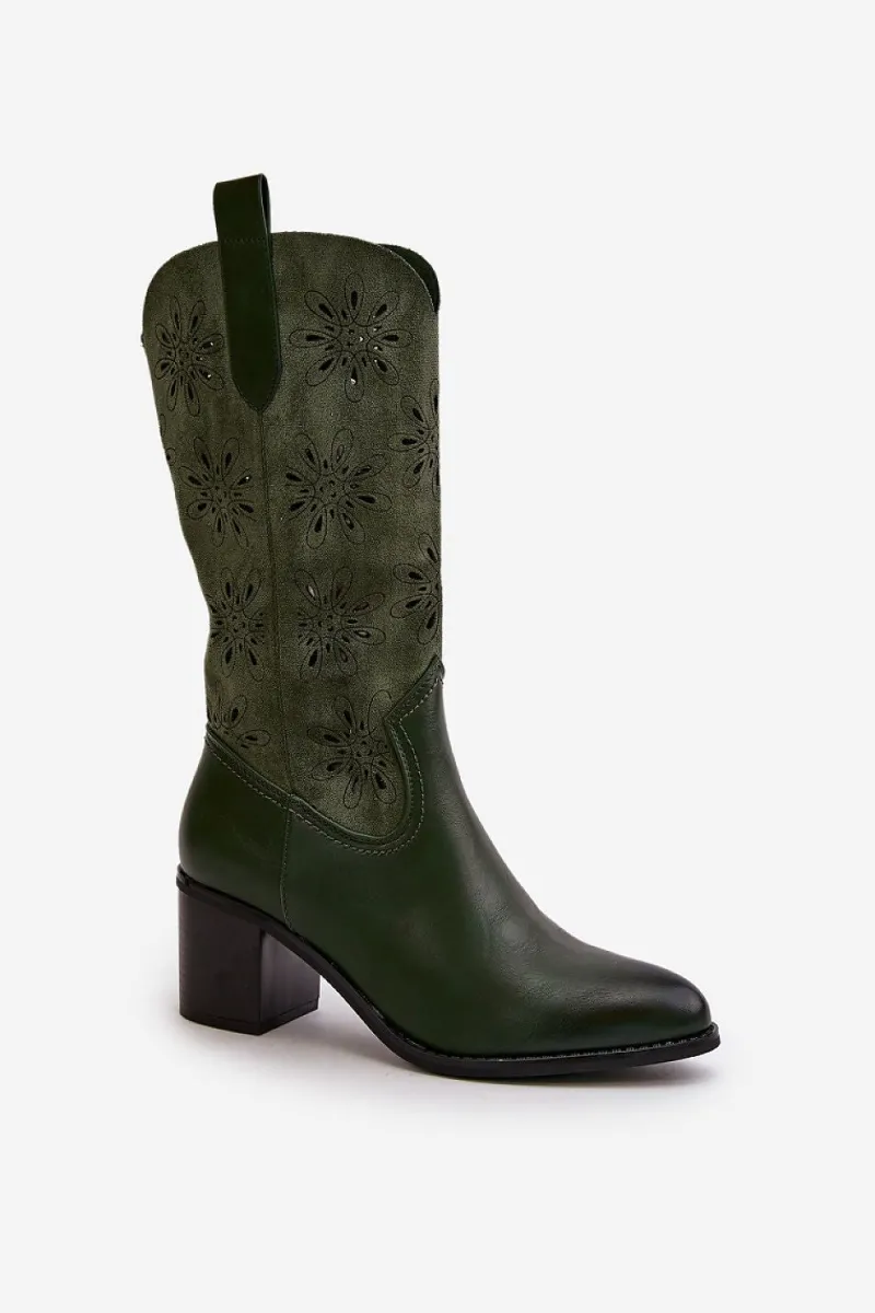 Boutique SPICY Bottes Sexy | Talons Sexy | Bottes à Talons Cowboy Verte