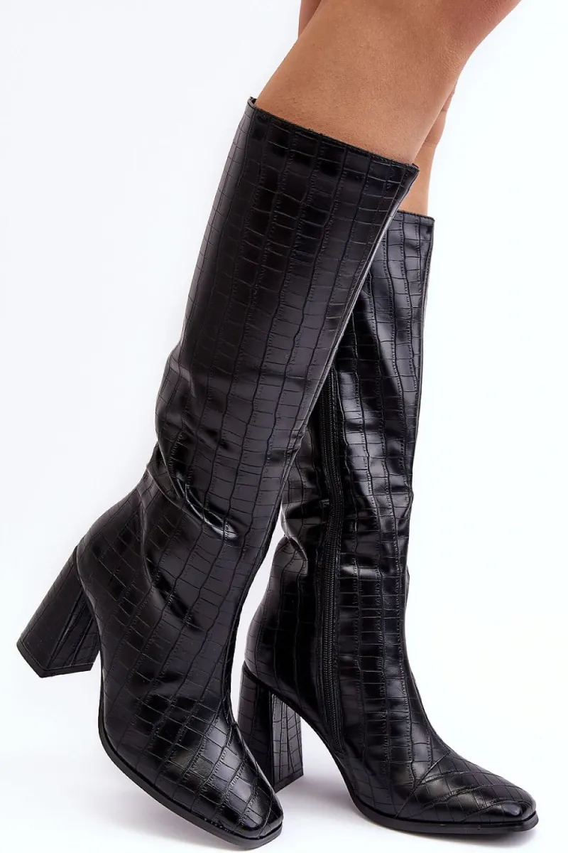 bottes__talons_en_cuir_type_croco_2.webp Boutique SPICY Bottes Sexy | Talons Sexy | Bottes à Talons en Cuir Type Croco